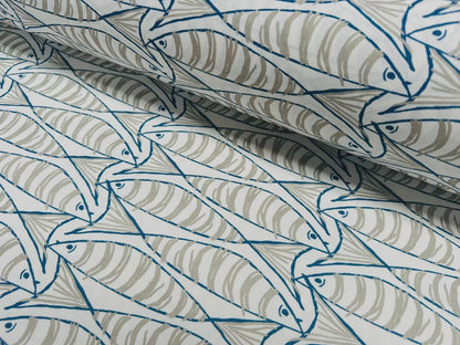 Sardine Fish Tablecloth Natural, Round Oval Rectangle Square, Handmade UK