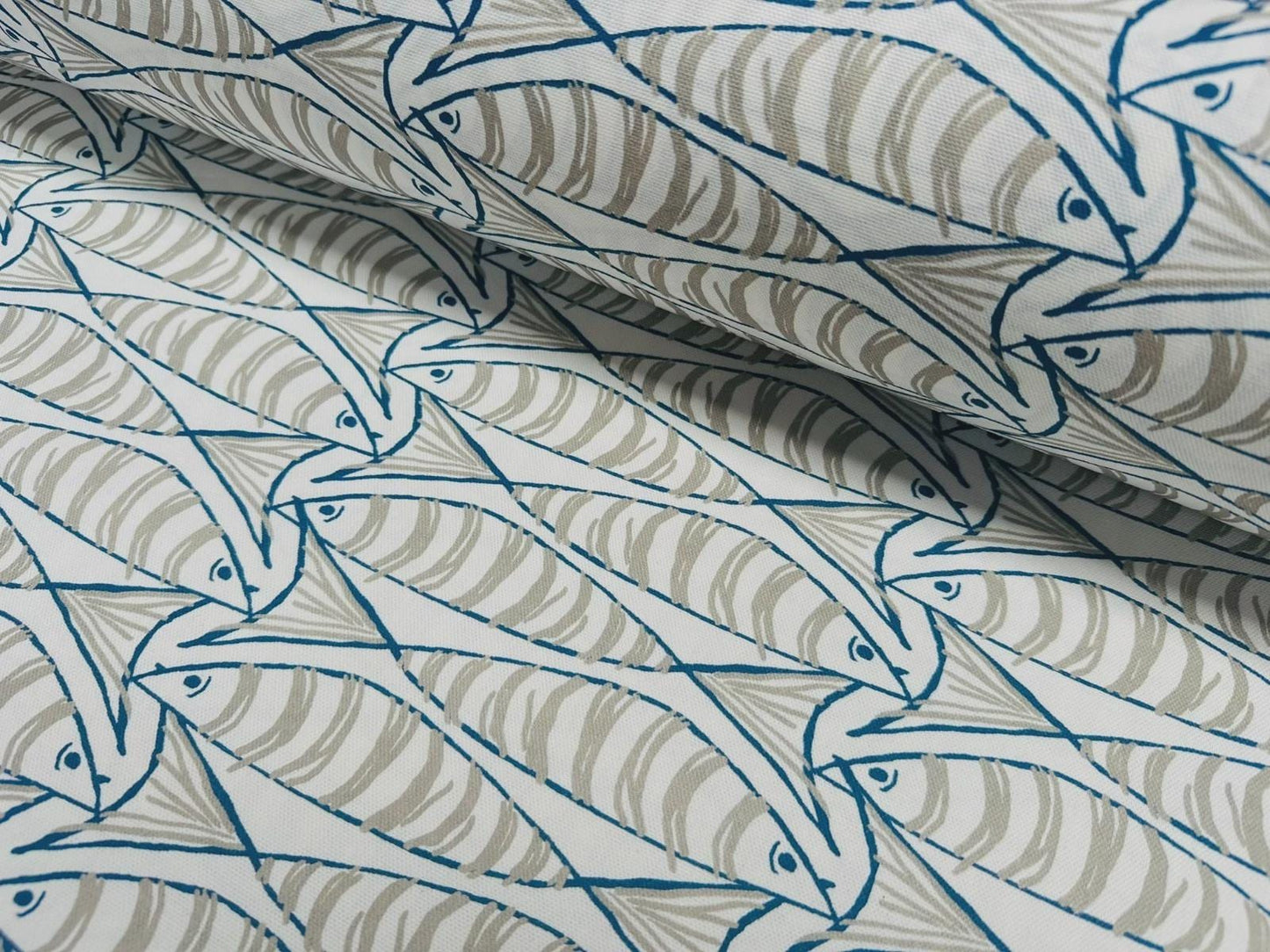 Sardine Fish Tablecloth Natural, Round Oval Rectangle Square, Handmade UK