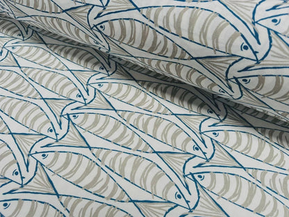 Sardine Fish Tablecloth Natural, Round Oval Rectangle Square, Handmade UK