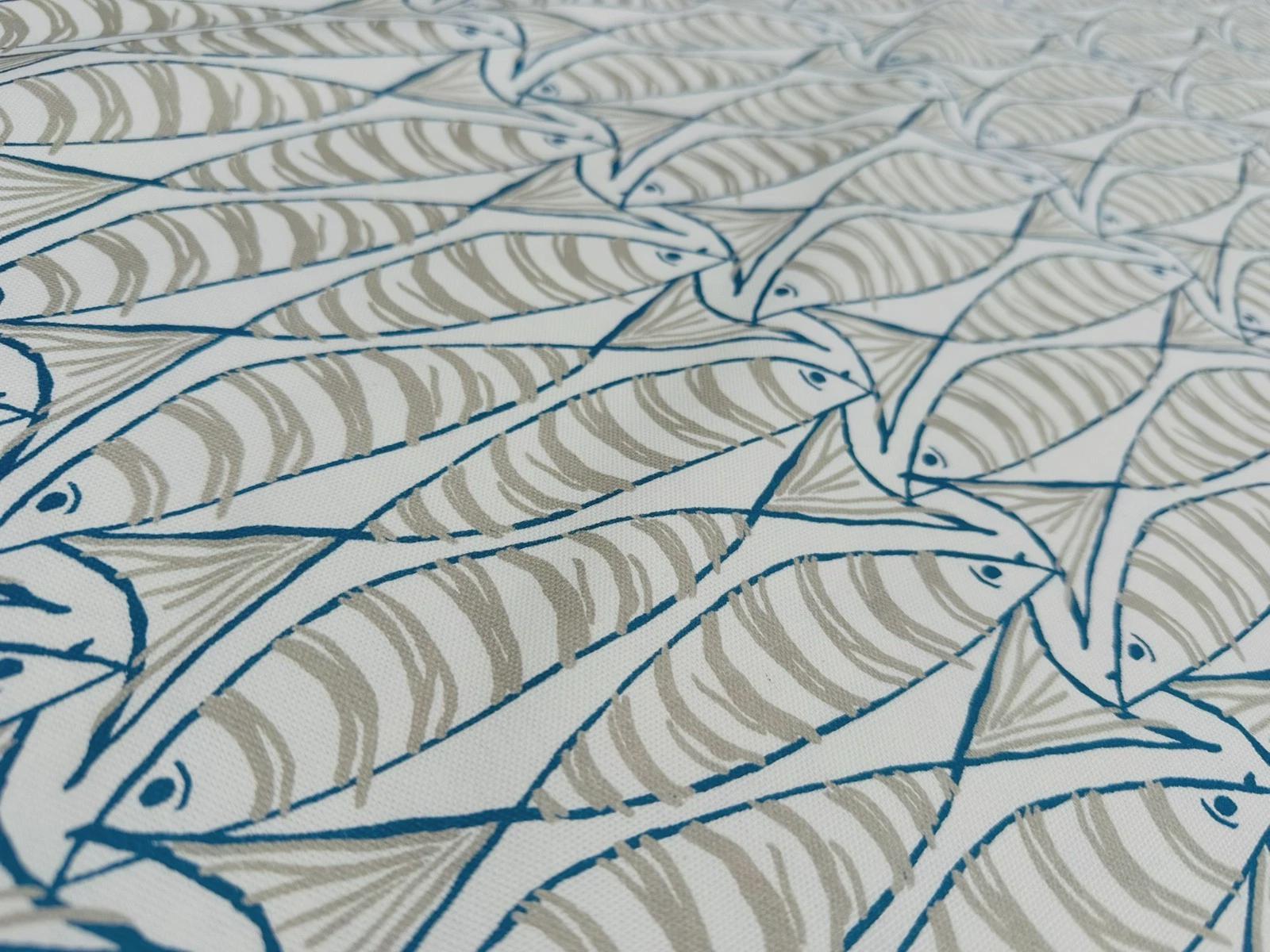 Sardine Fish Tablecloth Natural, Round Oval Rectangle Square, Handmade UK