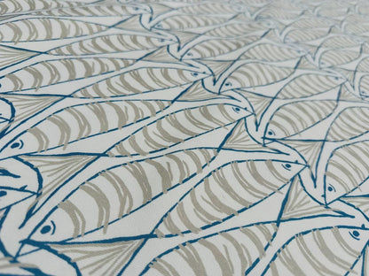 Sardine Fish Tablecloth Natural, Round Oval Rectangle Square, Handmade UK