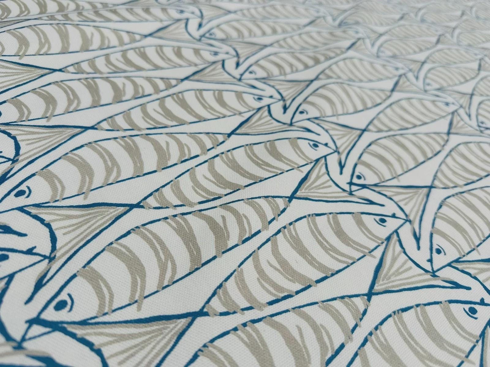 Sardine Fish Tablecloth Natural, Round Oval Rectangle Square, Handmade UK