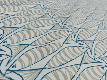 Sardine Fish Tablecloth Natural, Round Oval Rectangle Square, Handmade UK