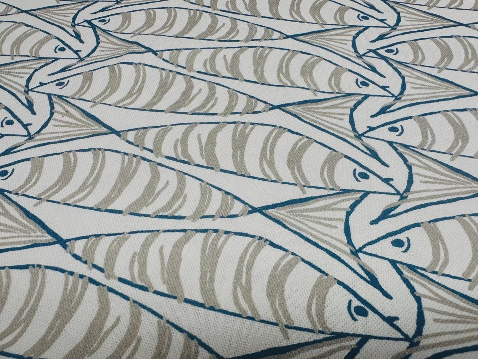 Sardine Fish Tablecloth Natural, Round Oval Rectangle Square, Handmade UK