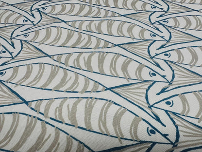 Sardine Fish Tablecloth Natural, Round Oval Rectangle Square, Handmade UK