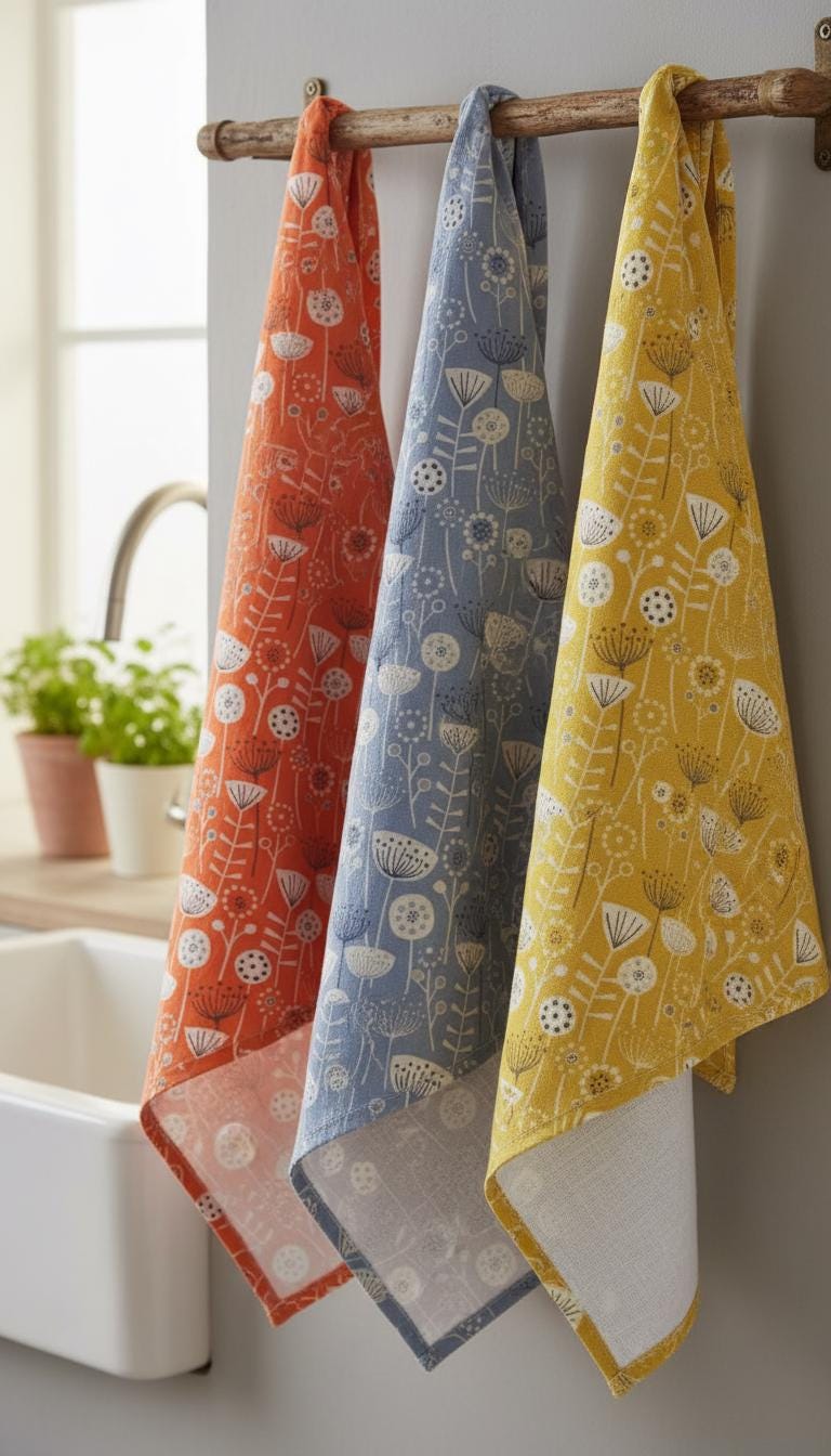 Scandi Floral Bergen Tea Towel
