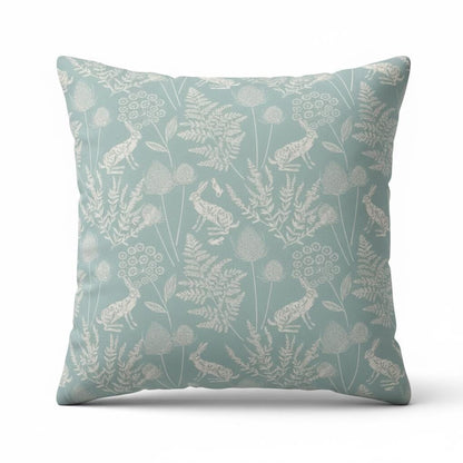 Kielder Hare Rabbit Seafoam Cushion Cover