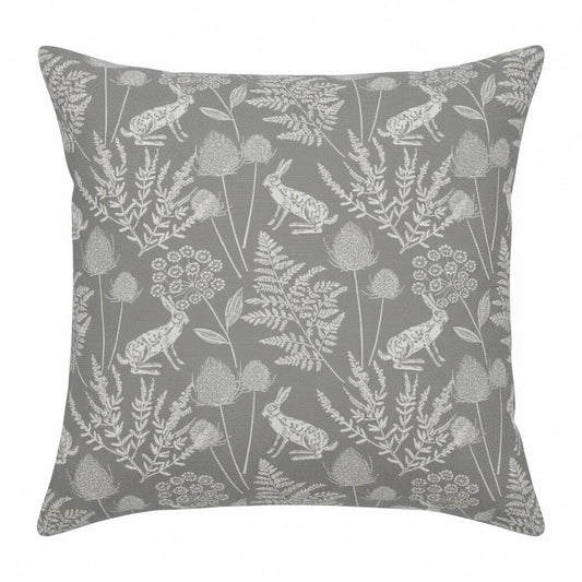 Kielder Hare Rabbit Dove Grey Cushion Cover