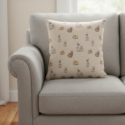 Cute Bunny Rabbits Cushion Cover , Handmade UK