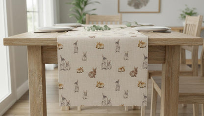 Cute Bunny Rabbits Table Runner Napkins, Handmade UK