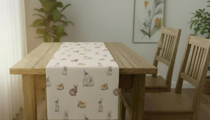 Cute Bunny Rabbits Table Runner Napkins, Handmade UK