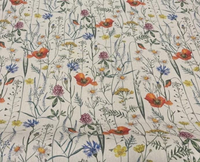 Wildflowers Field Flowers Tablecloth, Round Oval Rectangle, Handmade UK