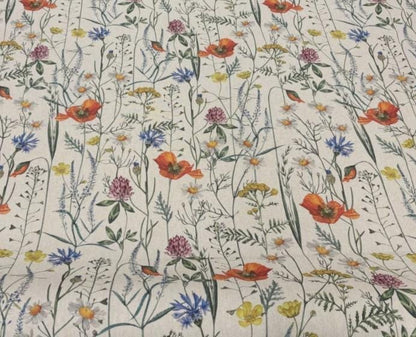 Wildflowers Field Flowers Tablecloth, Round Oval Rectangle, Handmade UK