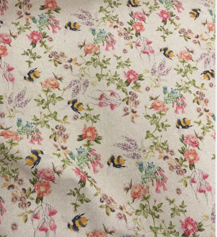 Bumblebee Floral Tablecloth, Round Oval Rectangle, Handmade UK