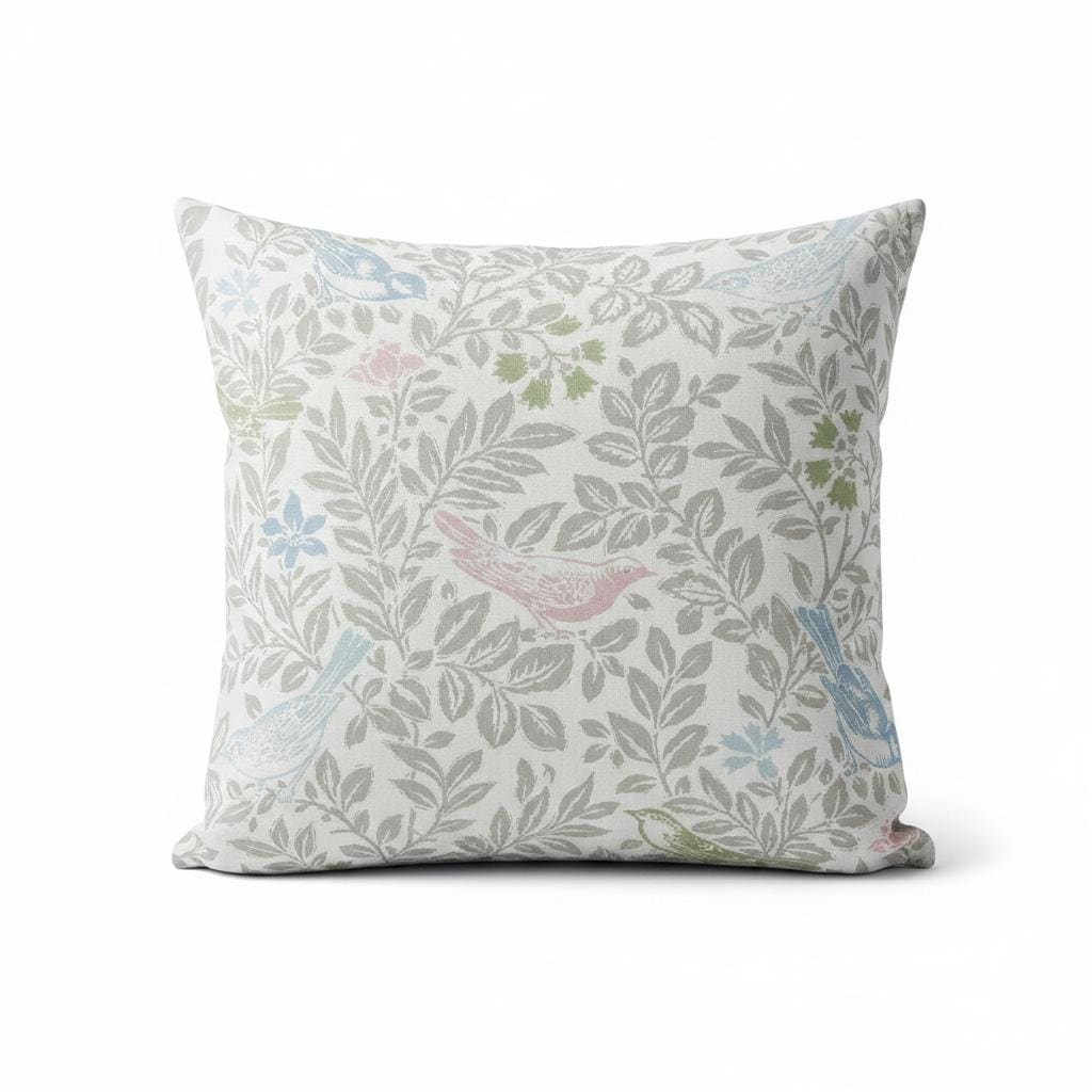 Bird Song Floral Pastel Cushion Cover