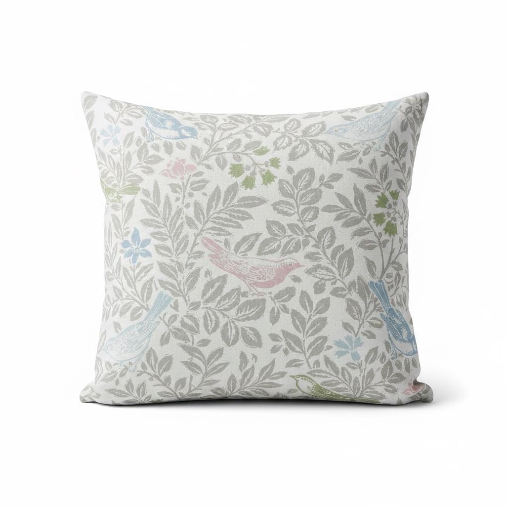Bird Song Floral Pastel Cushion Cover