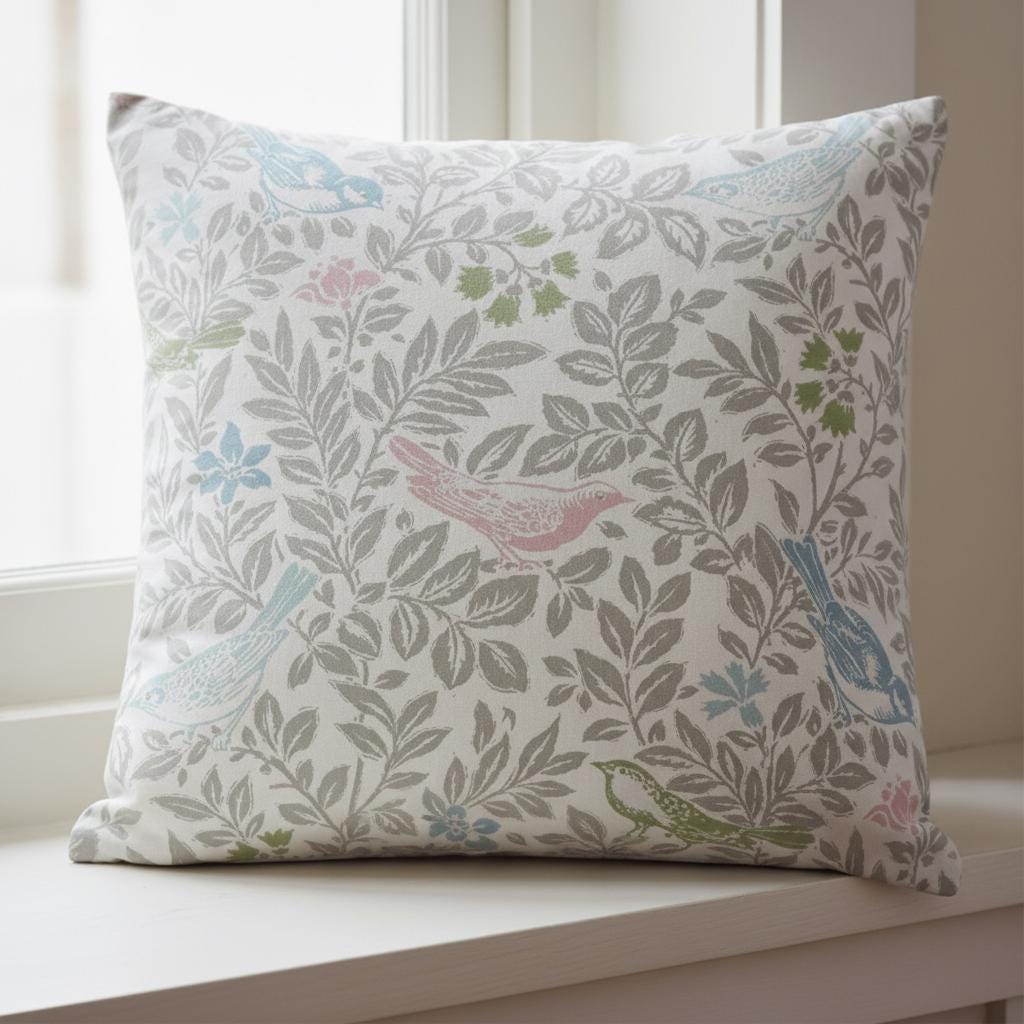 Bird Song Floral Pastel Cushion Cover