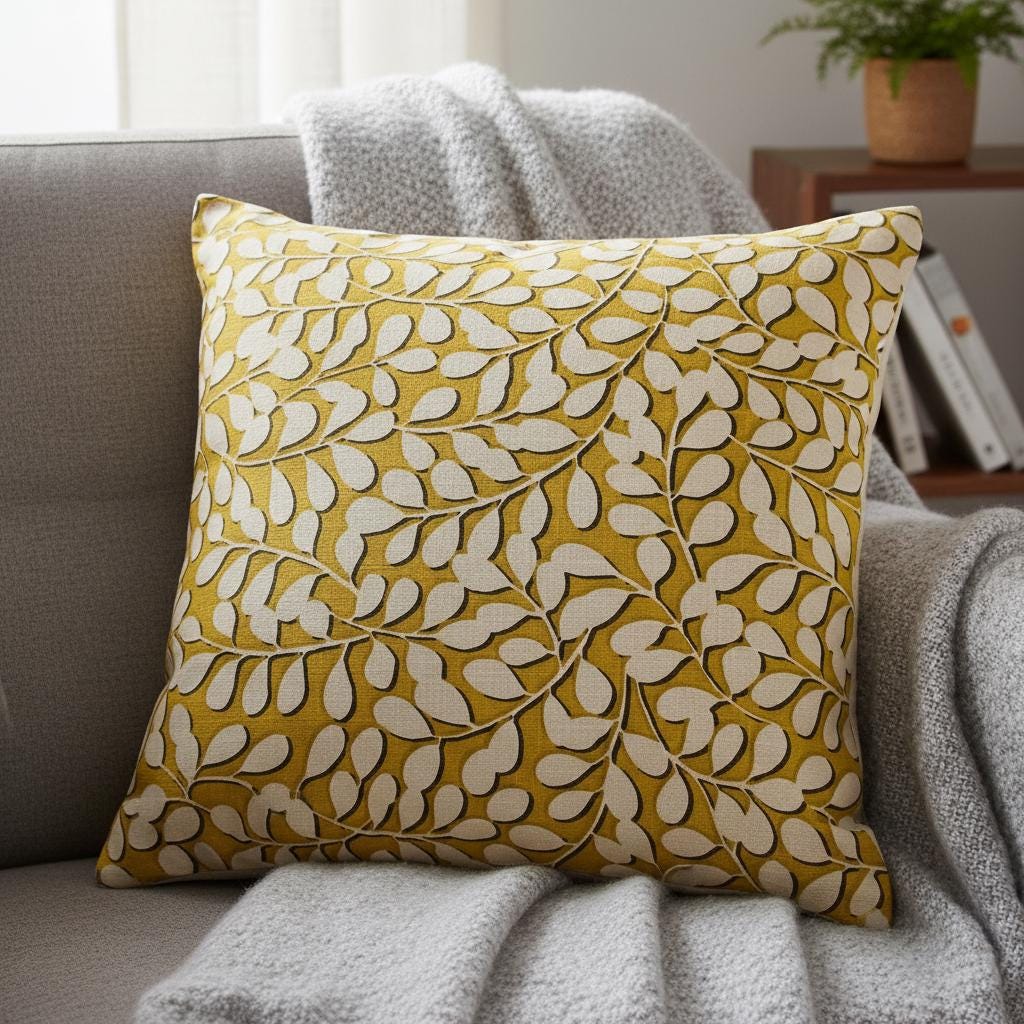 Ashley Wilde Elia Sunflower Cushion Cover, Cotton Throw Pillow , Handmade UK