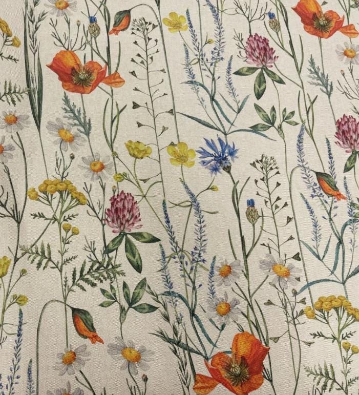 Wildflowers Field Flowers Tablecloth, Round Oval Rectangle, Handmade UK