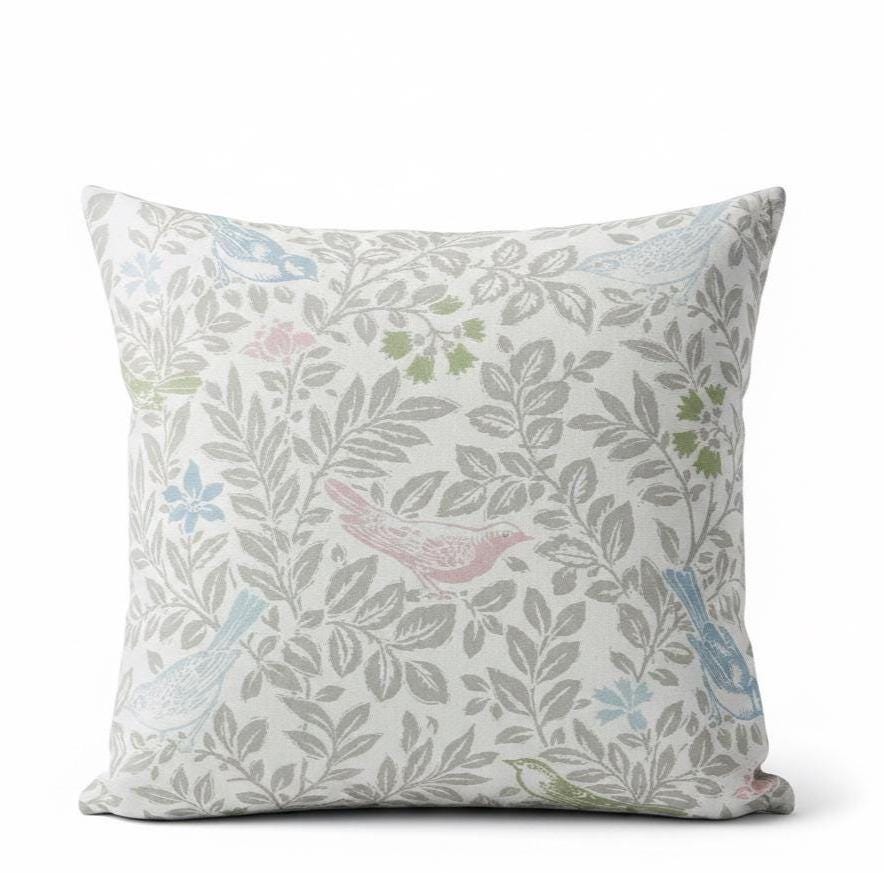 Bird Song Floral Pastel Cushion Cover