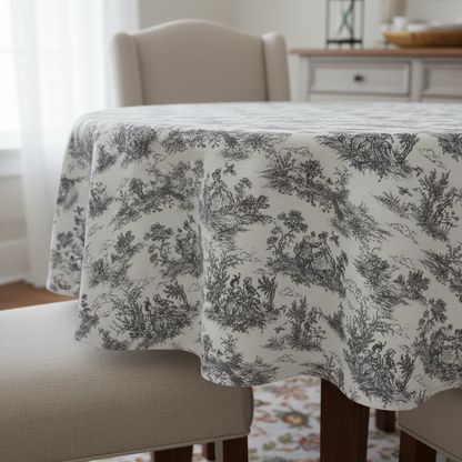 Toile de Jouy Vintage französische schwarze Tischdecke