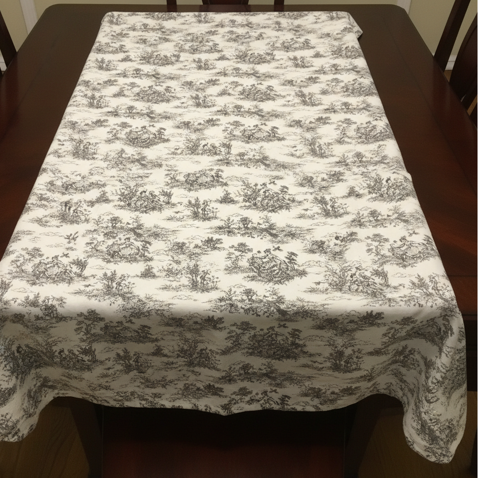 Toile de Jouy Vintage französische schwarze Tischdecke