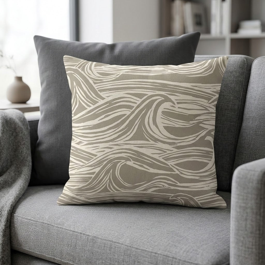 Ocean Waves Surf Grey Cushion Cover – Coastal Nautical Design
