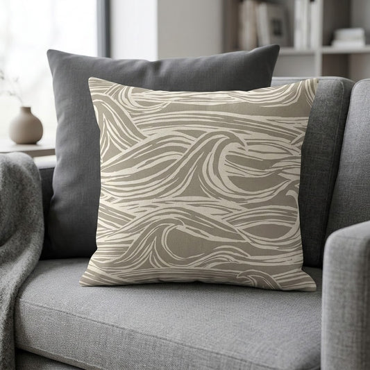 Ocean Waves Surf Grey Cushion Cover – Coastal Nautical Design