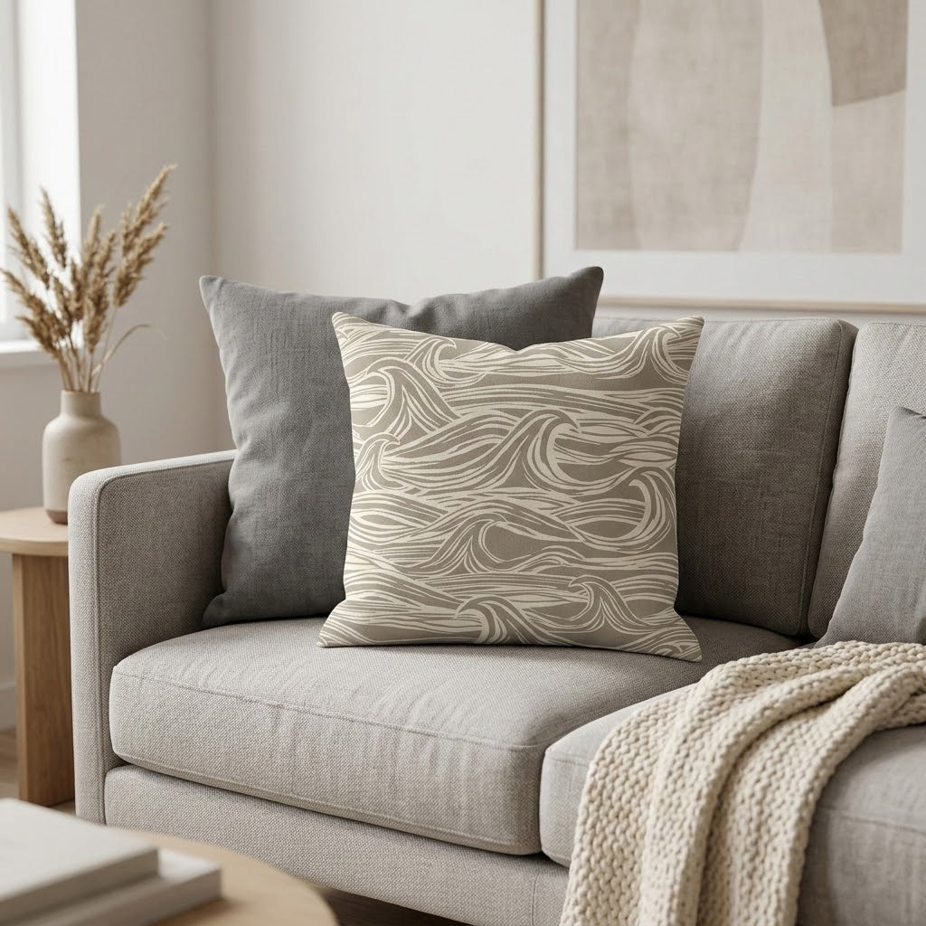 Ocean Waves Surf Grey Cushion Cover – Coastal Nautical Design