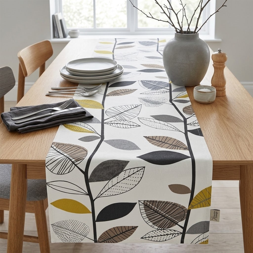 Autumn Leaf Table Runner , Scandi Leaves Table Runner , Fall Leaf Table Runner   , Table Decoration ,  Various Size