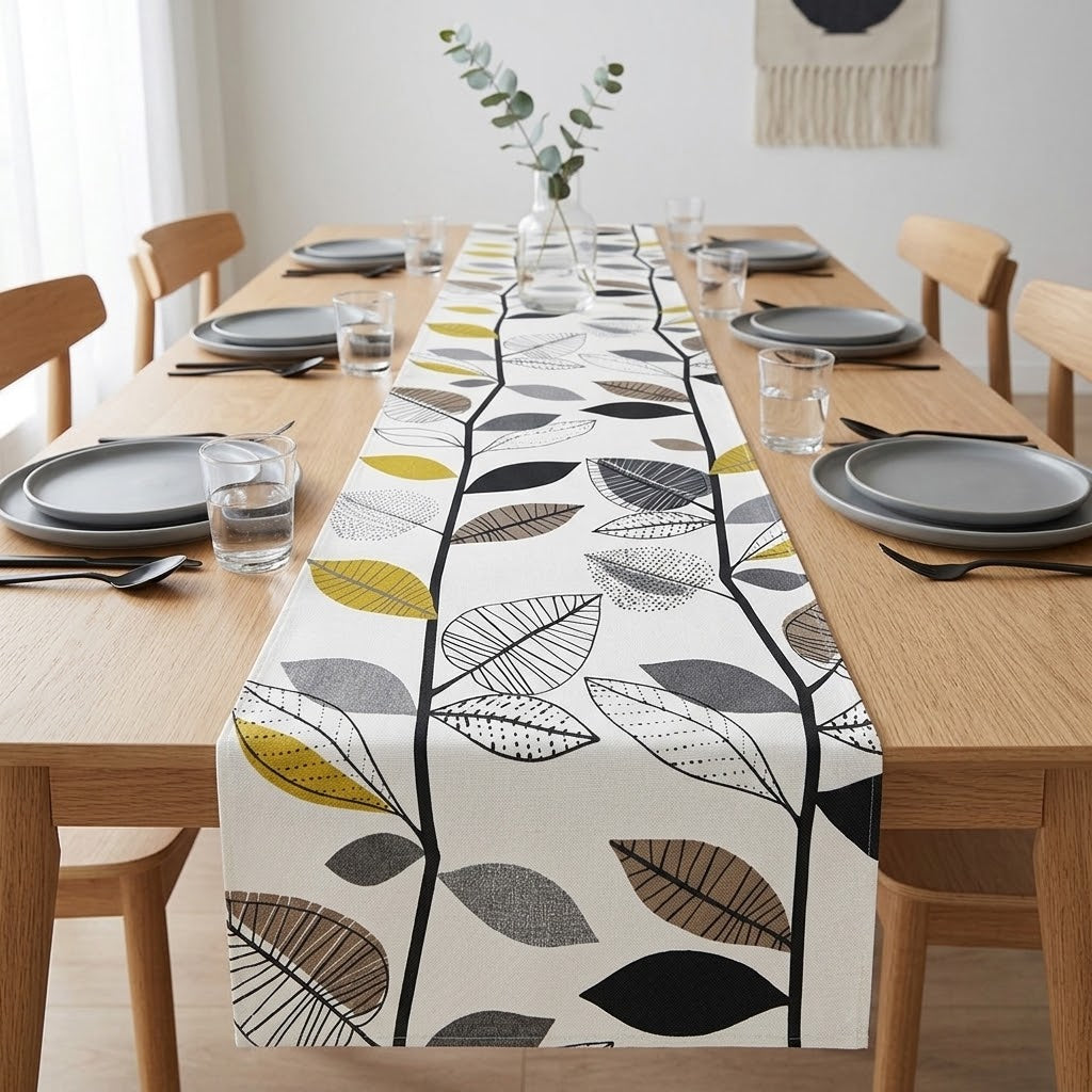 Autumn Leaf Table Runner , Scandi Leaves Table Runner , Fall Leaf Table Runner   , Table Decoration ,  Various Size