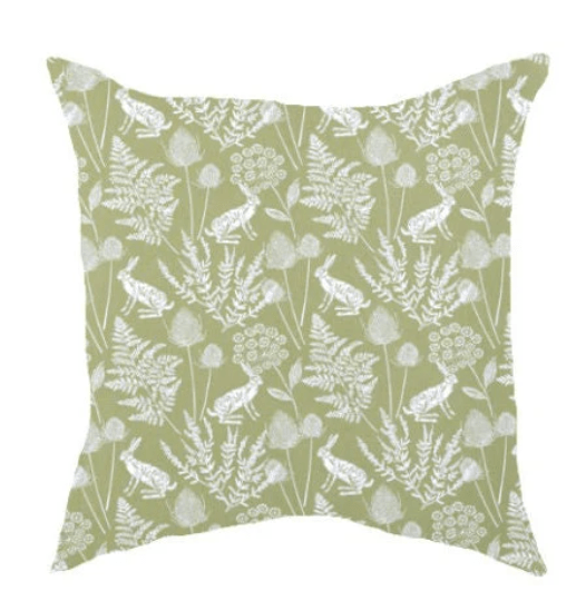 Kielder Hare Cushion Cover , Sage Green Pillow Cover 12" 14" 16" 17" 18" 20" 22" 24" 26" Ashley Wilde Cushion Cover , Cushion Cover UK - CushionCoverAndDecor