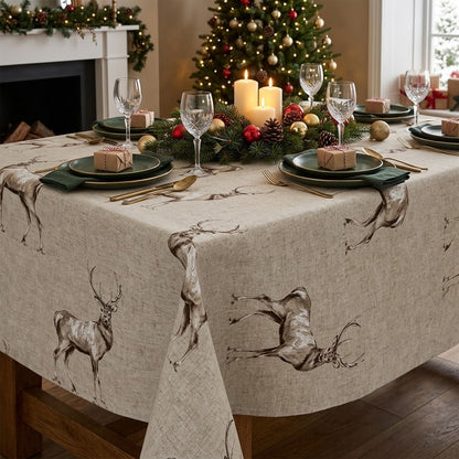 Christmas Stags Tablecloth , Glencoe Stags Tablecloth  , Festive Tablecloth , Round Oval Rectangle Tablecloth , Christmas Napkins