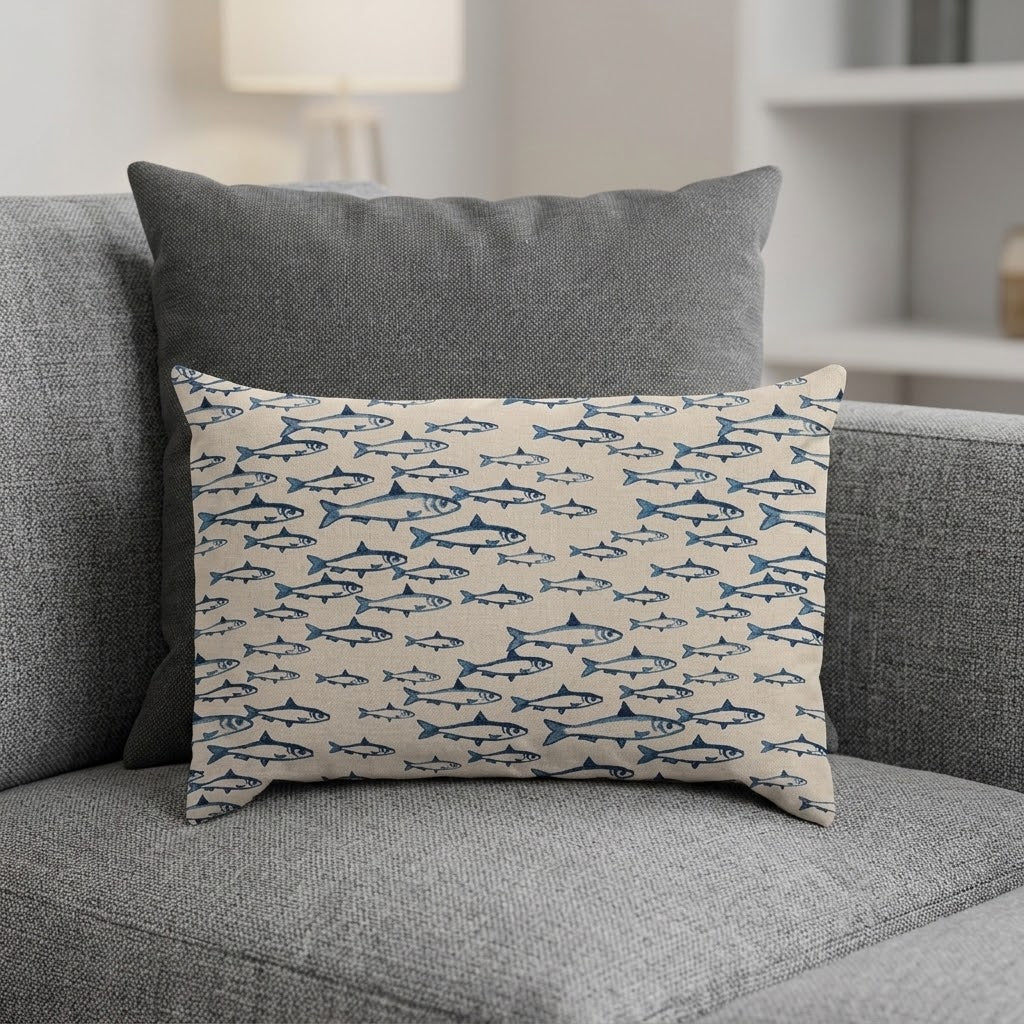 Abstract Fish Cushion Cover , Sardine Cushion Cover , Scandi Fish Cushion Cover , Throw Pillow , Scatter Cushions , Cushion Cover UK