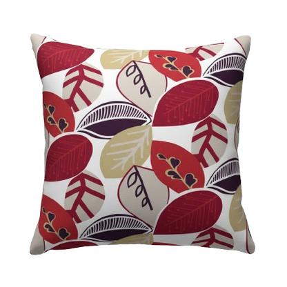 Malena Summer Leaf Leaves Red Cushion Cover