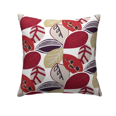 Malena Summer Leaf Leaves Red Cushion Cover