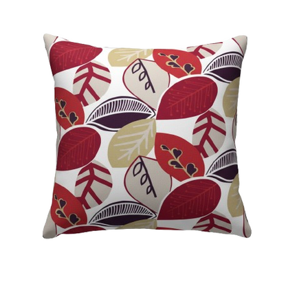 Malena Summer Leaf Leaves Red Cushion Cover