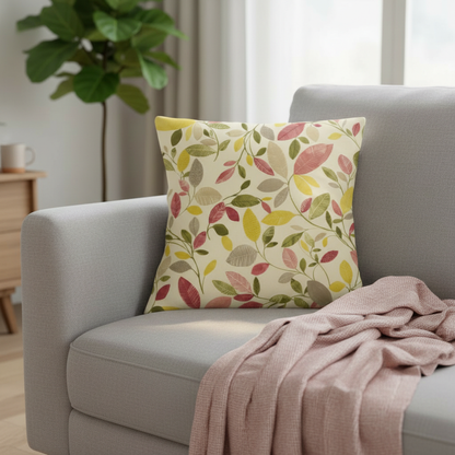 Floral Leaf Molveno Chintz Pink Cushion Cover