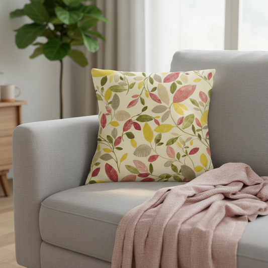 Floral Leaf Molveno Chintz Pink Cushion Cover
