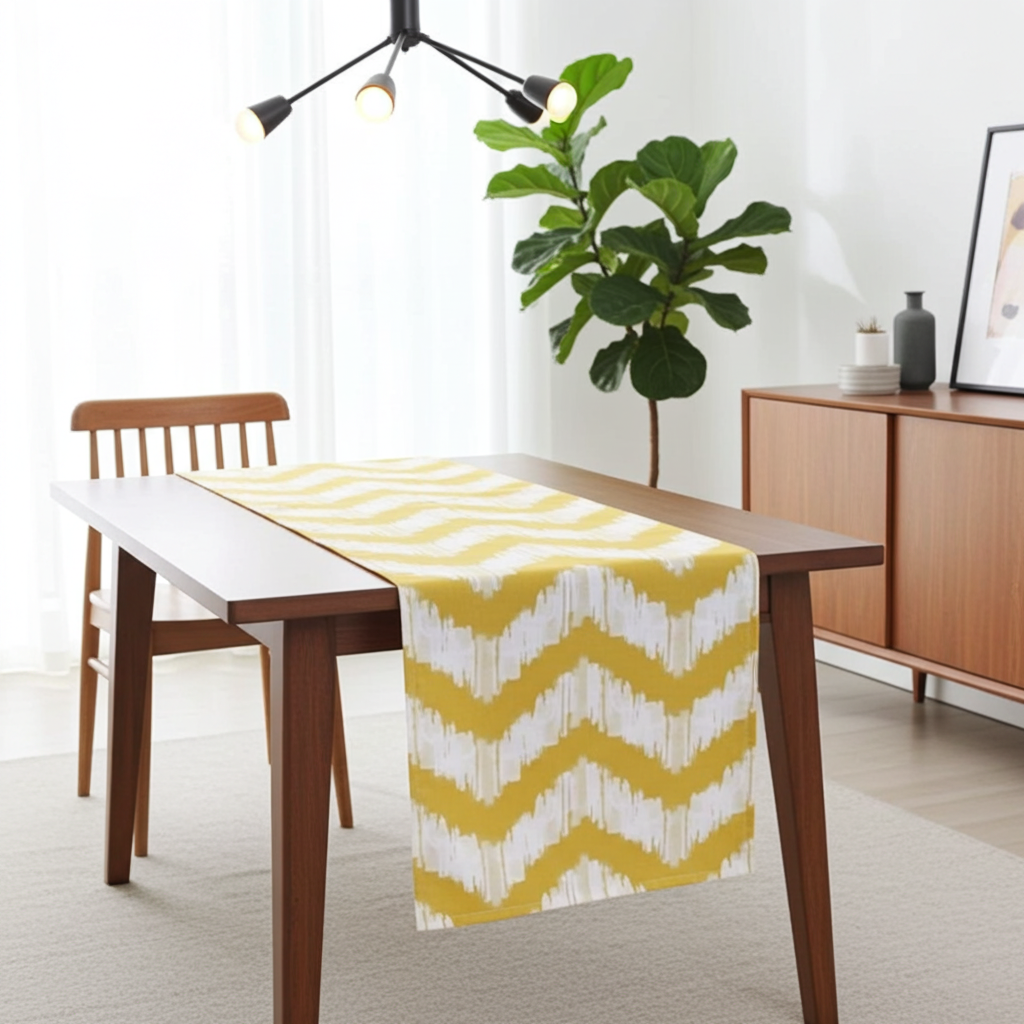 Modern Yellow Zigzag Chevron Stripe Table Runner