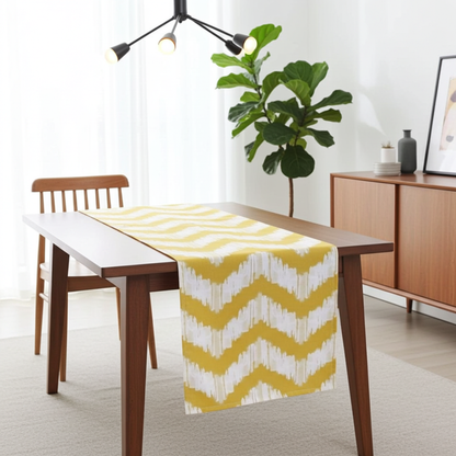 Modern Yellow Zigzag Chevron Stripe Table Runner