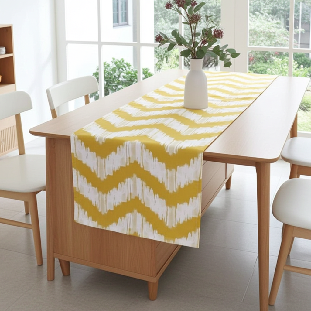 Modern Yellow Zigzag Chevron Stripe Table Runner