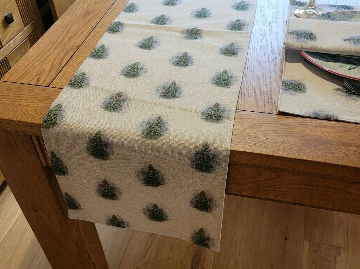 Luxury Christmas Trees Table Runner Available In Various Lengths - CushionCoverAndDecor