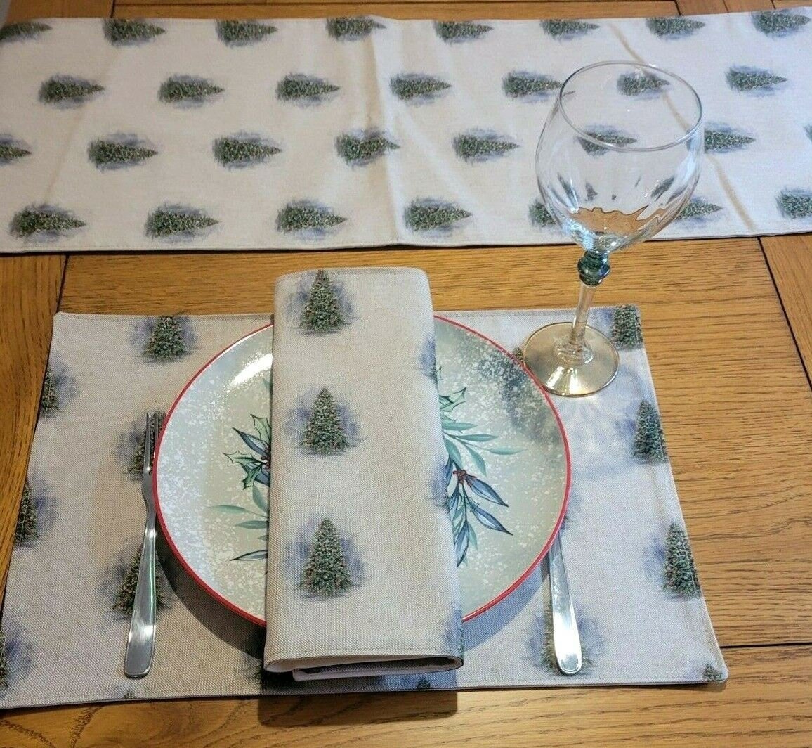 Luxury Christmas Trees Table Runner Available In Various Lengths - CushionCoverAndDecor