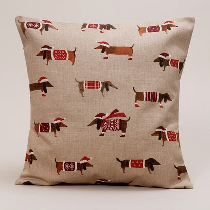 Christmas Cushion Cover Sausage Dog , Sausage Dog Pillow cover , Dogs  Pillow  , Cushion Cover UK  10" 12" 14" 16" 17" 18" 20" 22" 24" 26"