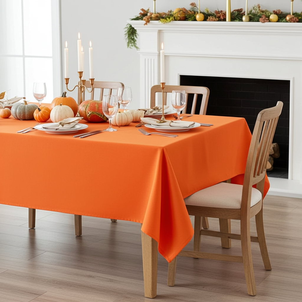 Plain Cotton Orange Tablecloth