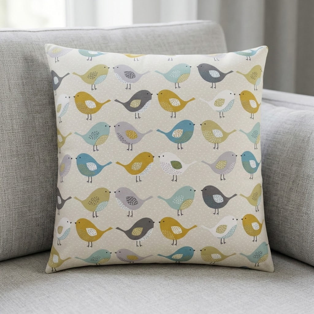 Fryetts Ochre Scandi Birds Cushion Cover