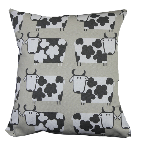 Moo Moo Cow Cushion Cover , Linen Beige Grey Pillow Cover , Country Cottage Farm Cows Cushion Cover , Shabby Scandi Cushion , Cushion Cover UK - CushionCoverAndDecor