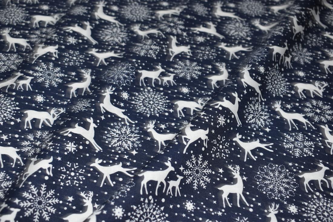 Navy Blue Christmas Reindeer Tablecloth Available In Many Sizes - CushionCoverAndDecor