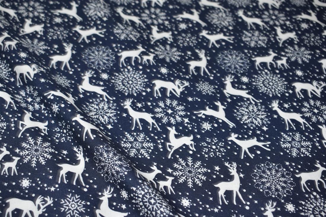 Navy Blue Christmas Reindeer Tablecloth Available In Many Sizes - CushionCoverAndDecor